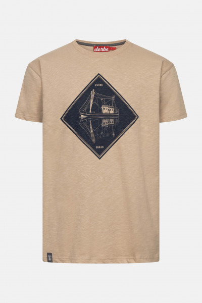 Derbe T-Shirt Schipp Herren Beige GOTS Organic