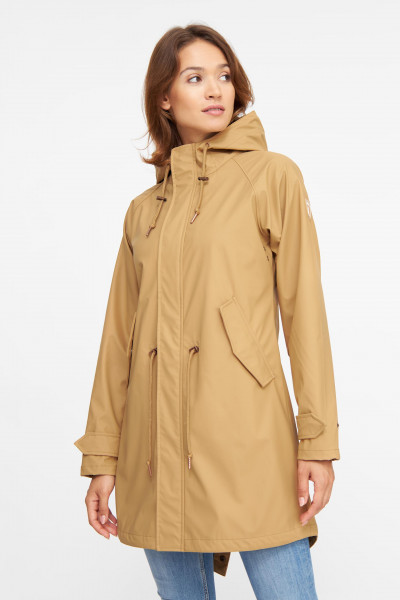 Derbe Traveby Friese Fisher Doe Hellbraun Damen Regenmantel Nachhaltig Derbe Traveby Friese Fisher Doe Hellbraun Damen Regenmantel Nachhaltig