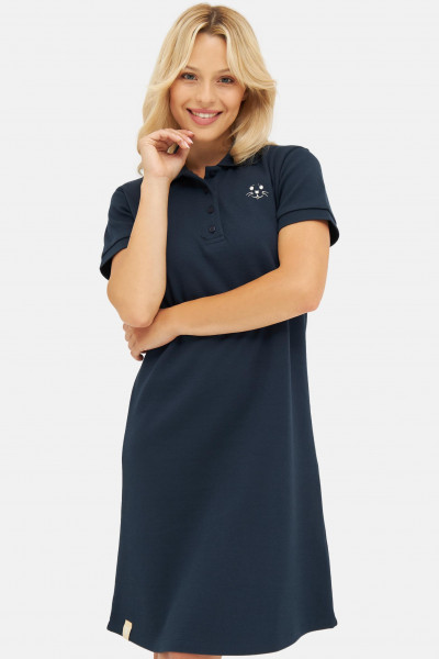 Derbe Robbenschnute Damen Polo Kleid Navy Dunkelblau Nachhaltig