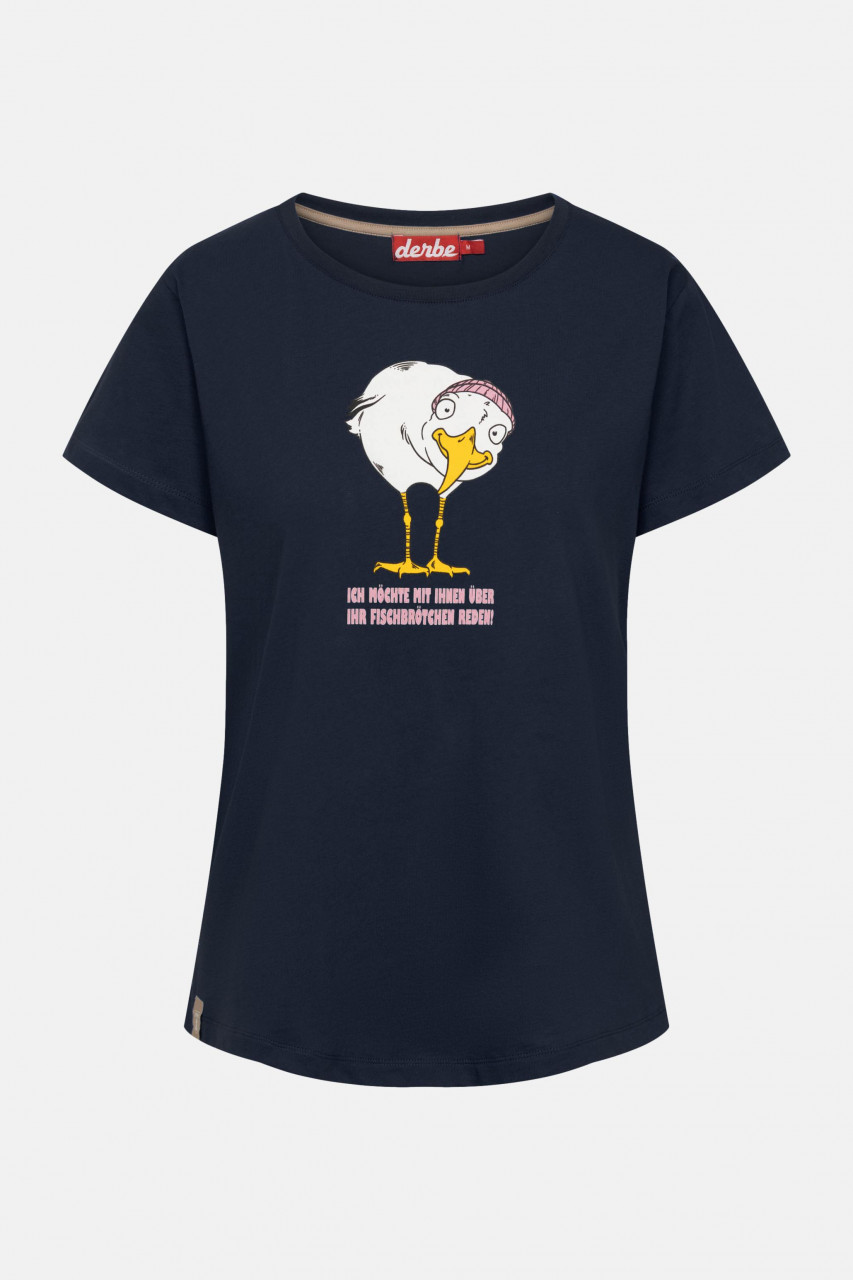 Derbe T-Shirt Brötchenmöwe Damen Dunkelblau GOTS Organic