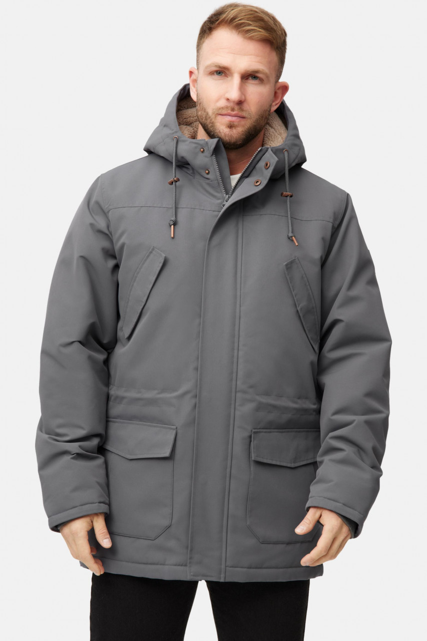 Derbe Winterjacke Festholm Herren Grau Warm Gefüttert