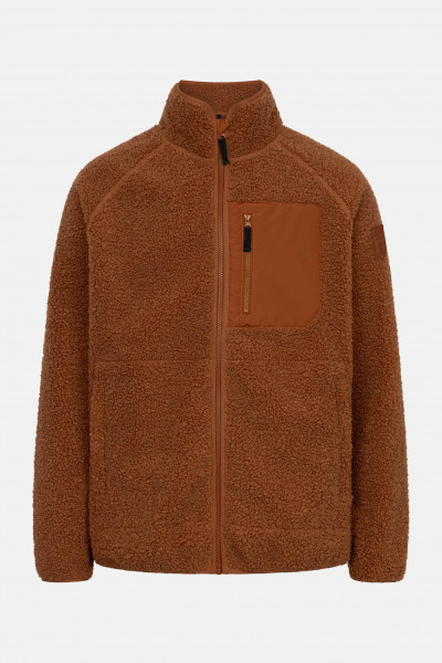 Derbe Herren Fleecejacke Kuschelby Pocket Braun Teddy