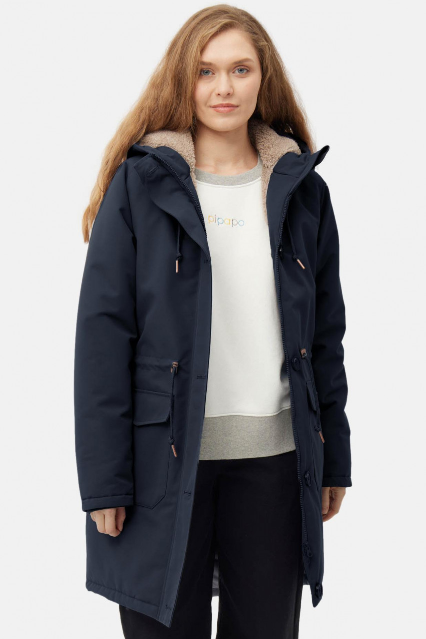 Derbe Winterjacke Friese Festholm Damen Dunkelblau Beige