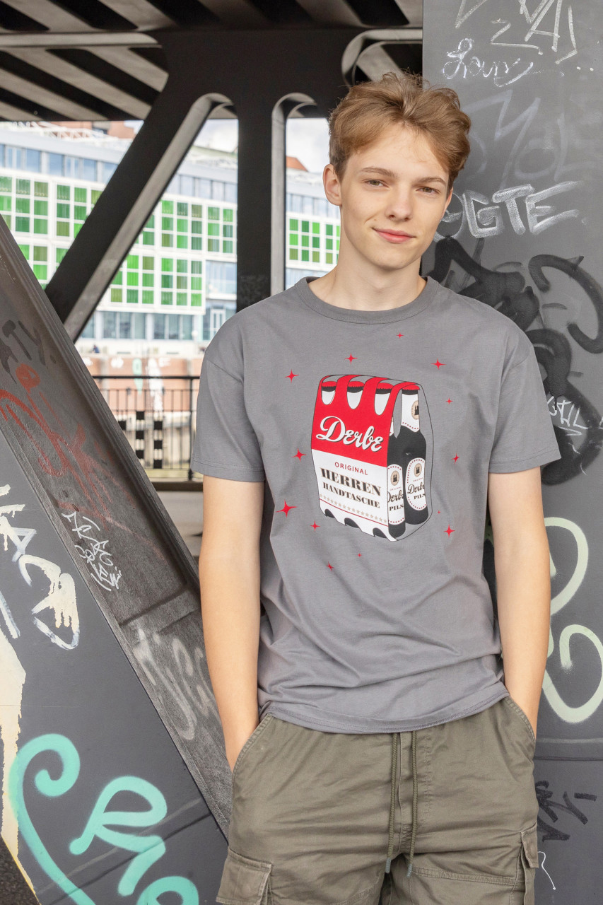 Derbe T-Shirt Herrenhandtasche Herren Grau