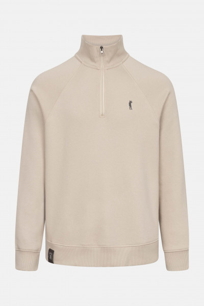 Derbe Halfzip Basic Kippes Herren Beige Sweatshirt GOTS