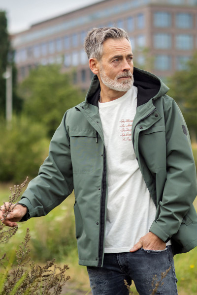Derbe Regenjacke Wattby Herren Grün Schwarz