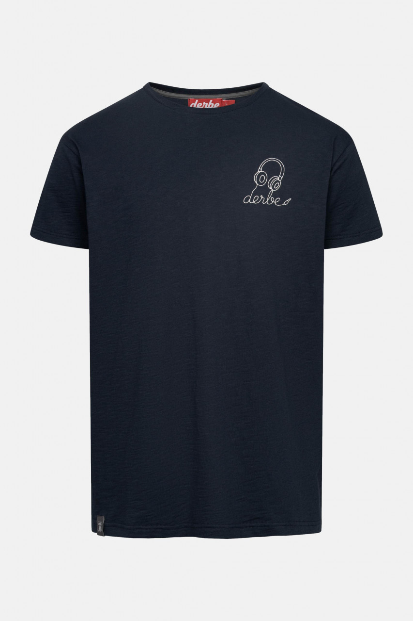 Derbe T-Shirt Kopfhörer Herren Blau GOTS Organic