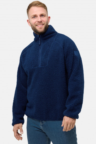 Derbe Herren Fleece Pullover Kuschelby Troyer Blau