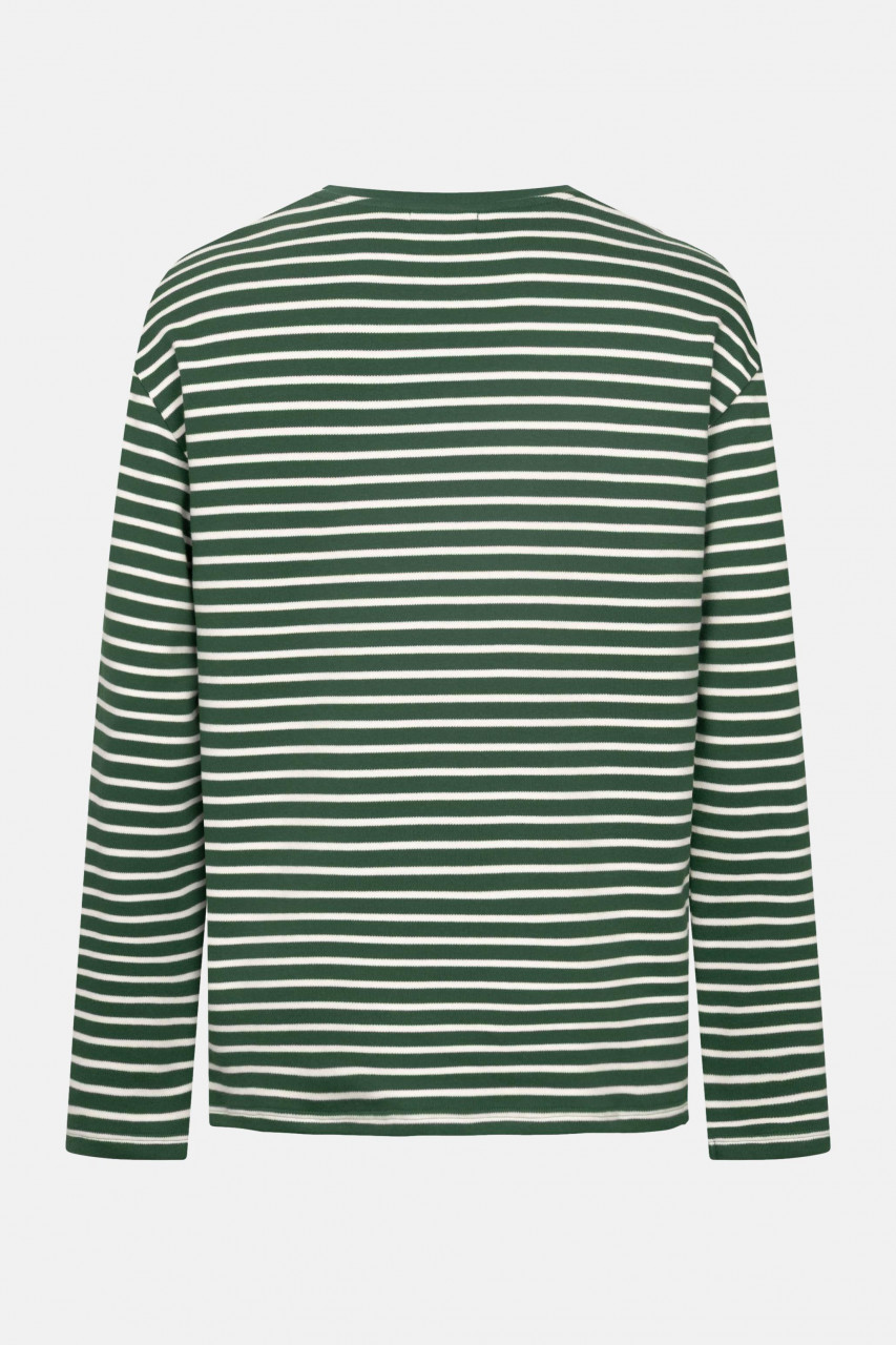 Derbe Streifenshirt Interstriped Herren Grün Weiß Langarmshirt GOTS Organic