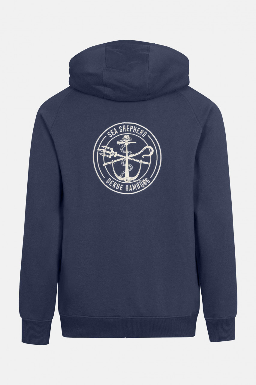 Derbe Seehecht Sea Shepherd Gots Organic Herren Sweatjacke Navy Dunkelblau