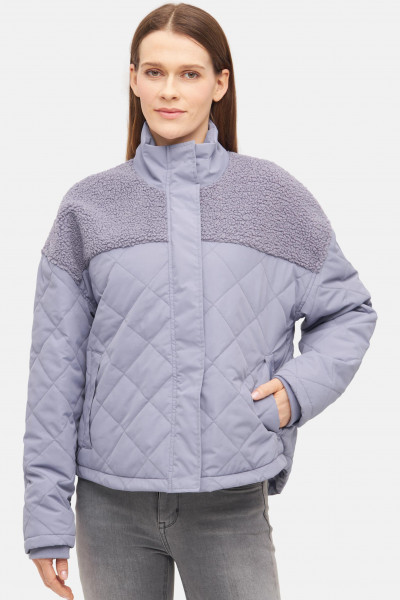 Derbe Steppjacke Quiltholm Damen Flieder Grau Gefüttert