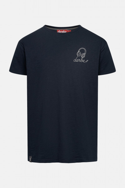 Derbe T-Shirt Kopfhörer Herren Blau GOTS Organic