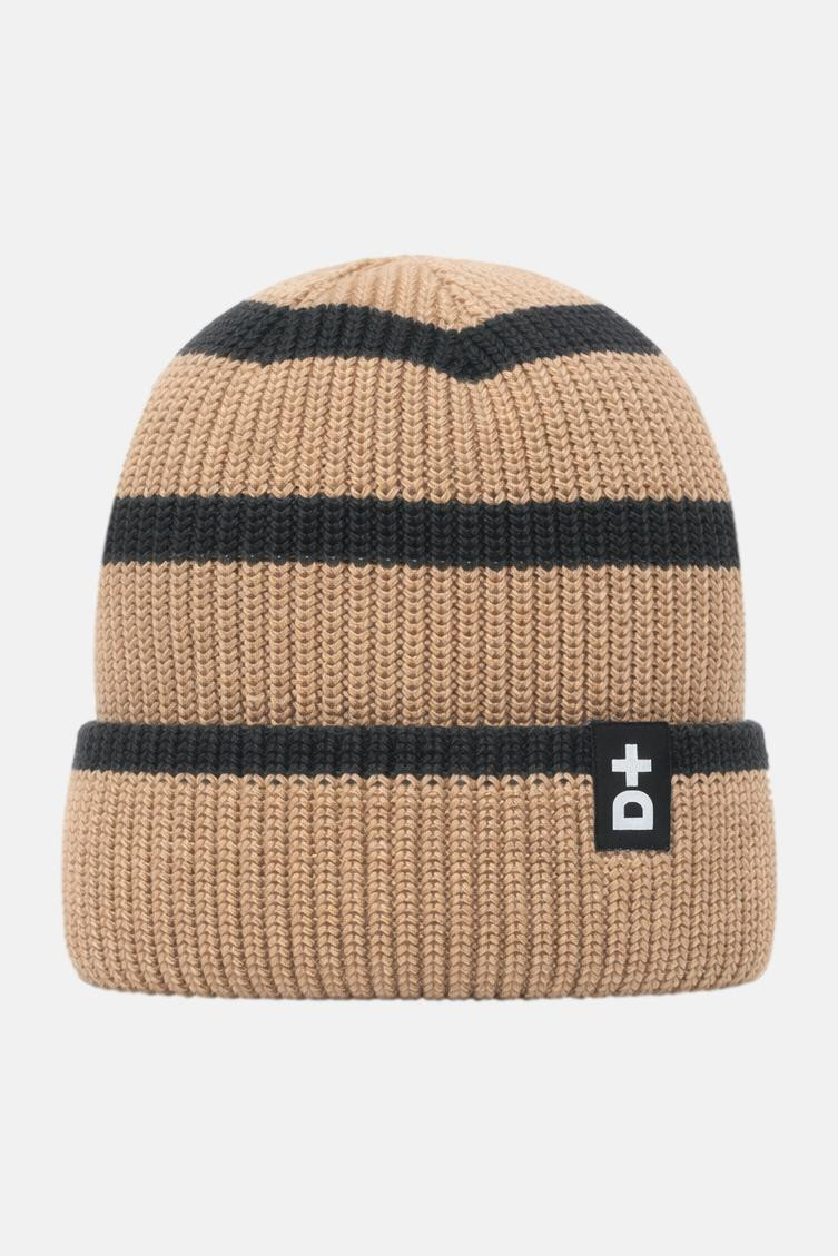 Derbe Strickmütze Beige Schwarz Lülü Striped GOTS Organic