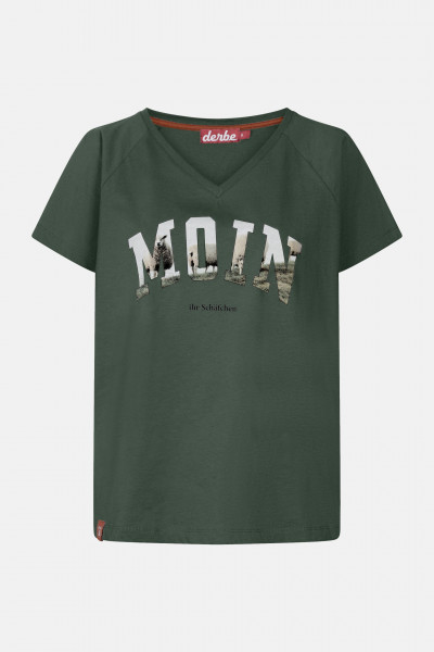 Derbe Schamoin Damen T-Shirt Grün Schafe Derbe Schamoin Damen T-Shirt Grün Schafe