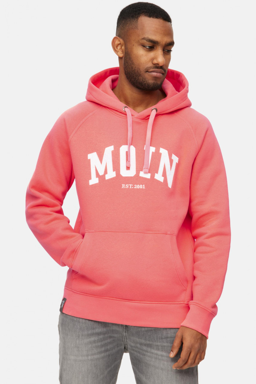 Derbe Hoodie Moin Herren Pink Weiß Kapuzenpullover GOTS