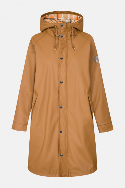 Derbe Wittholm Friese Damen Regenjacke Monks Robe Check Braun Kariert Gefüttert Derbe Wittholm Friese Damen Regenjacke Monks Robe Check Braun Kariert Gefüttert
