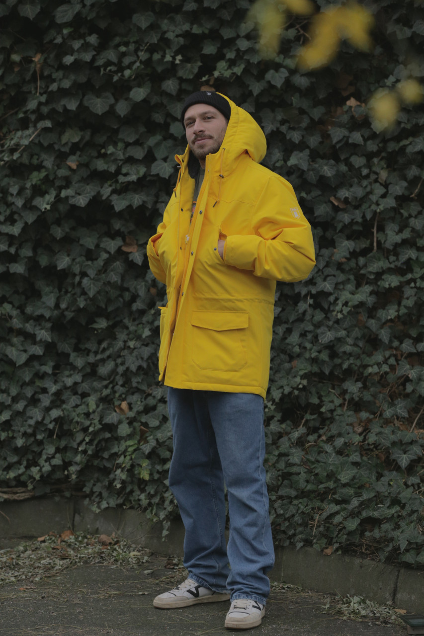 Derbe Winterjacke Festholm Herren Gelb Warm Gefüttert