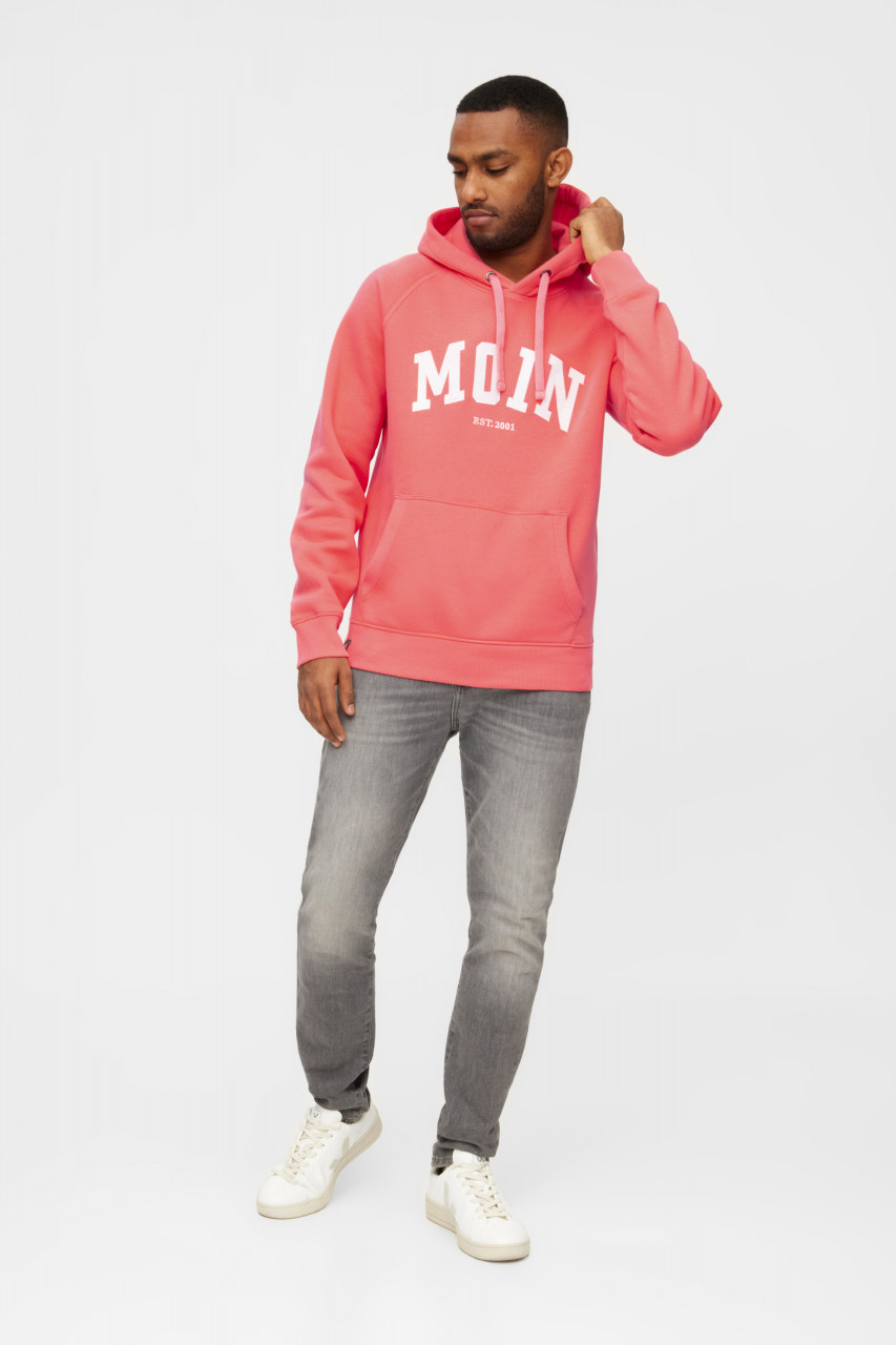 Derbe Hoodie Moin Herren Pink Weiß Kapuzenpullover GOTS