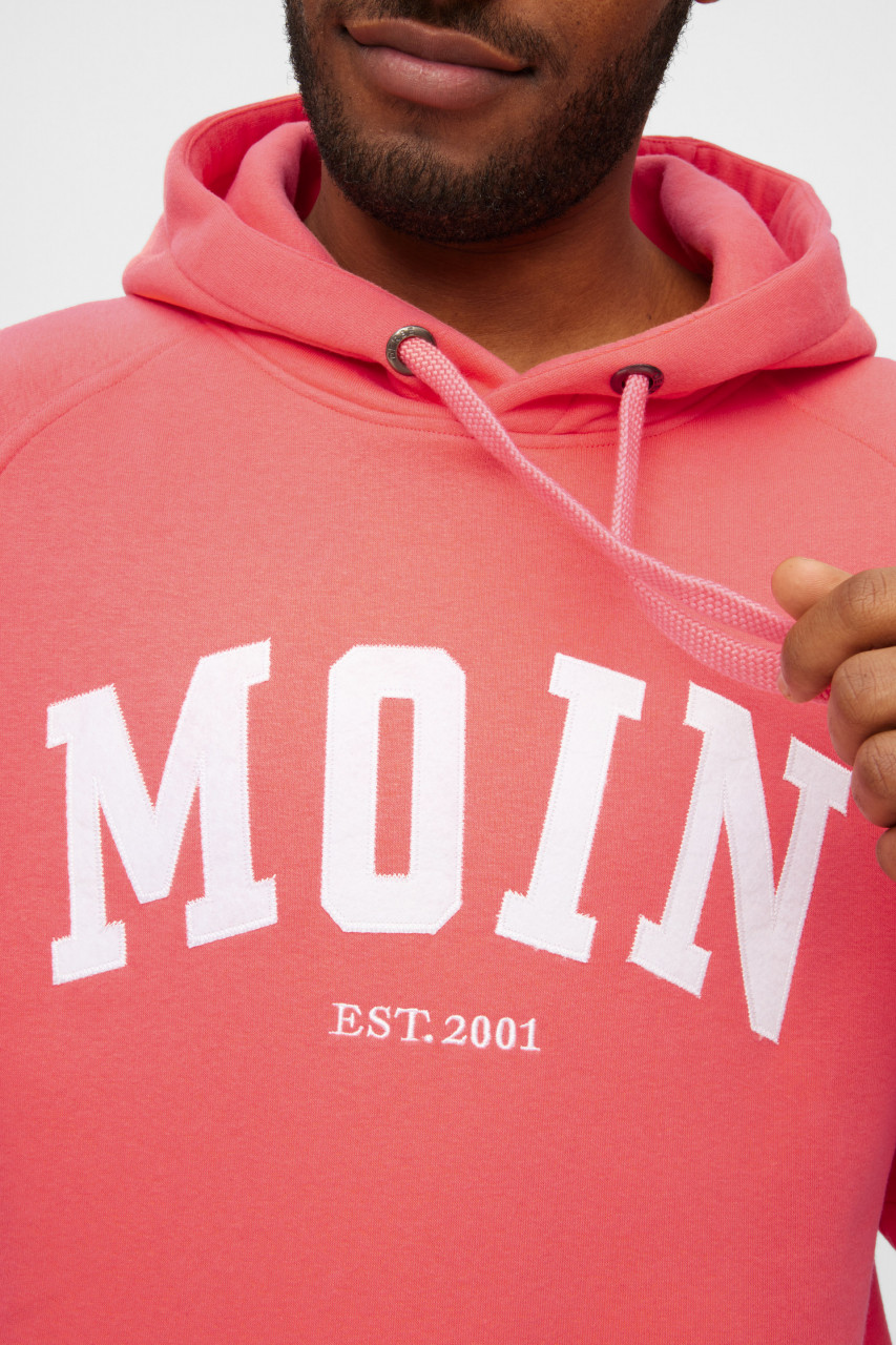 Derbe Hoodie Moin Herren Pink Weiß Kapuzenpullover GOTS