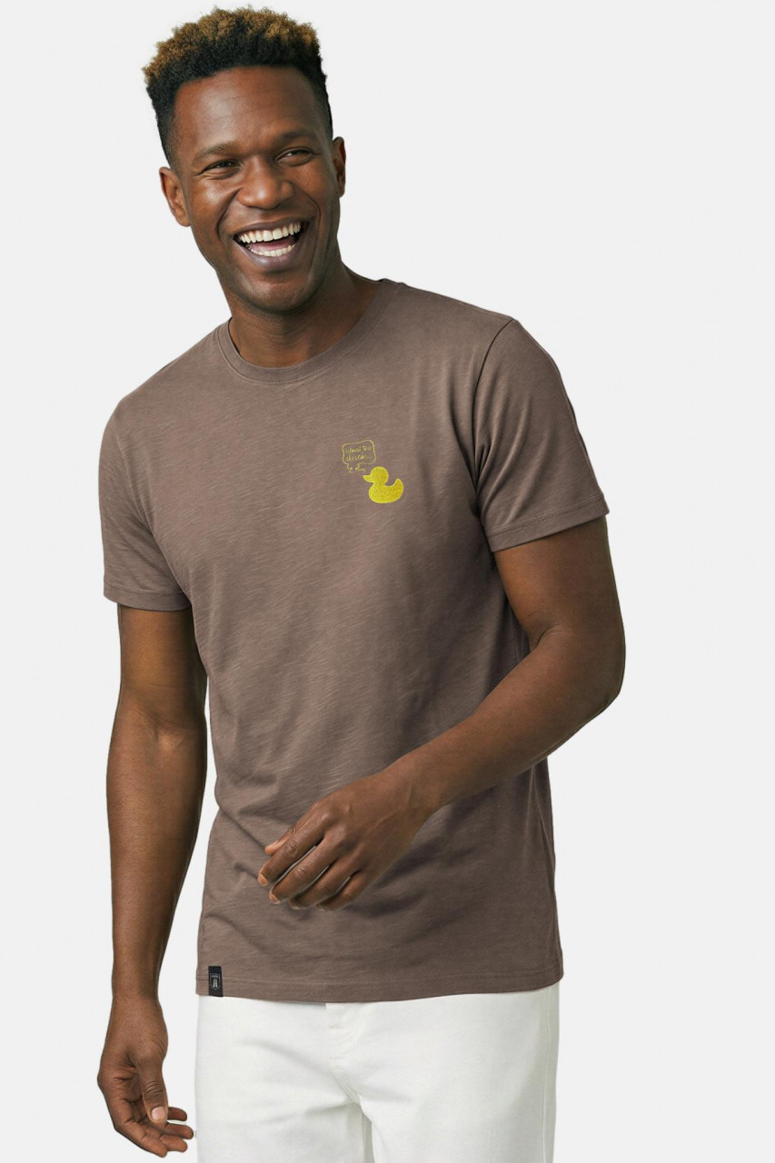 Derbe T-Shirt What The Duck Herren Braun GOTS Organic