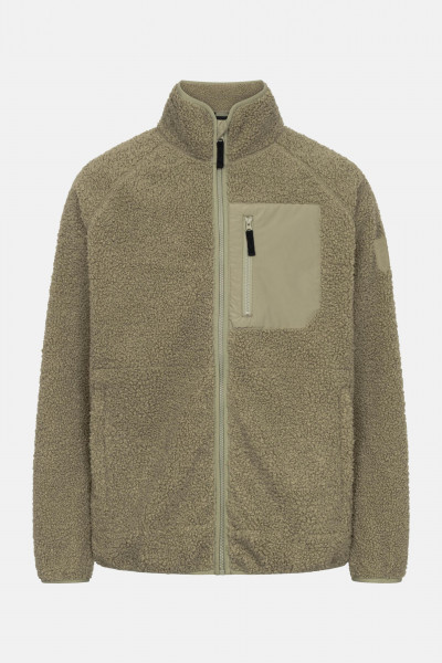 Derbe Herren Fleecejacke Kuschelby Pocket Hellgrün Oliv Teddy