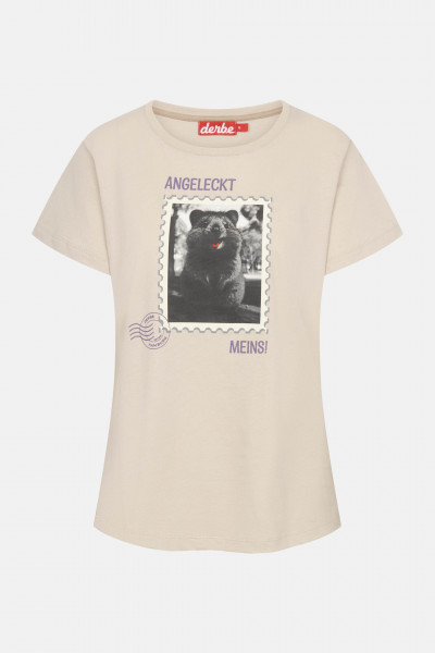 Derbe T-Shirt Angeleckt Damen Beige Grau GOTS Organic