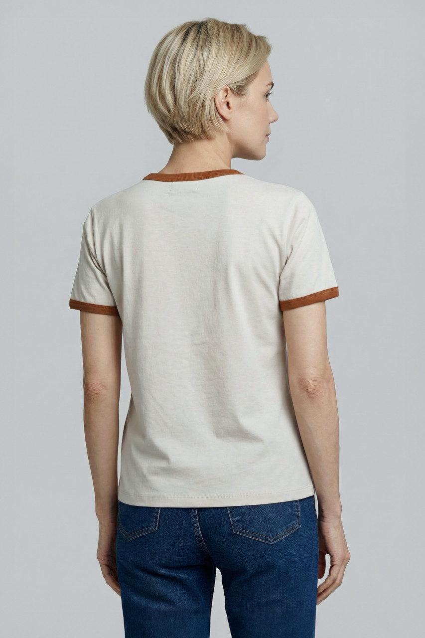 Derbe T-Shirt Great Corner Damen Beige Grau GOTS Organic