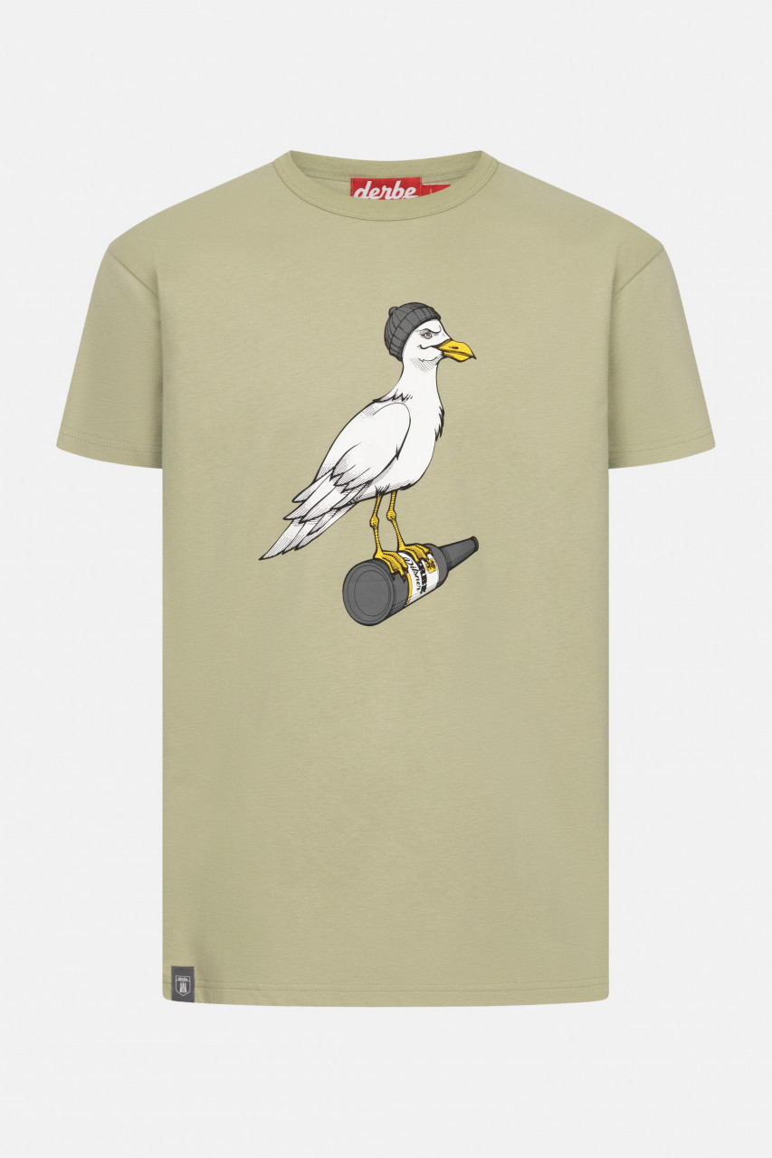 Derbe T-Shirt Sturmmöwe Herren Hellgrün Oliv Grau GOTS Organic