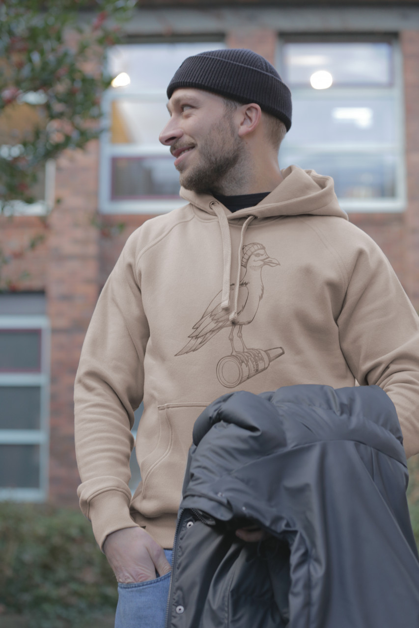 Derbe Hoodie Sturmmöwe Mono Herren Beige Kapuzenpullover GOTS