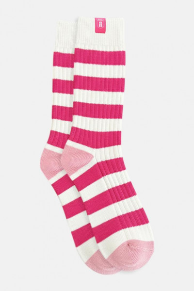 Derbe Socken Basic Knit Striped Weiß Pink Gestreift