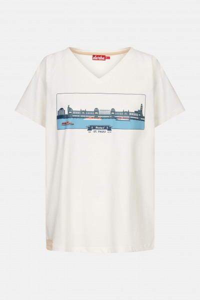 Derbe Landungsbrücken Damen T-Shirt Hamburg Off White Creme Weiß Nachhaltig