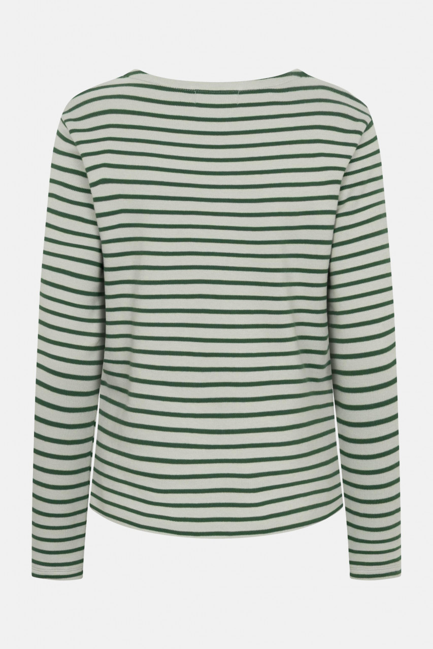 Derbe Streifenshirt Interstriped Damen Hellgrün Langarmshirt Gestreift GOTS Organic