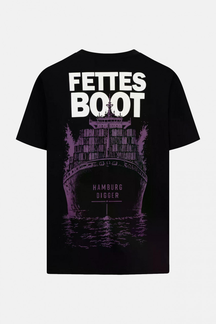 Derbe Festival T-Shirt Fettes Boot Unisex Schwarz GOTS Organic