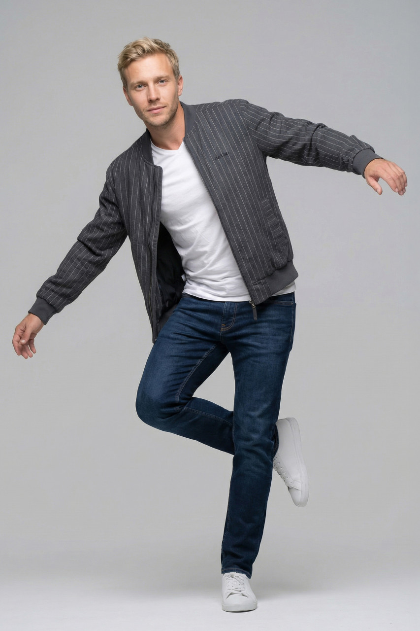Derbe Übergangsjacke Blousby Pinstripe Herren Grau