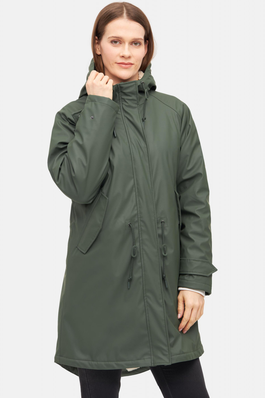 Derbe Friese Tidaholm Damen Regenjacke Oliv Gefüttert