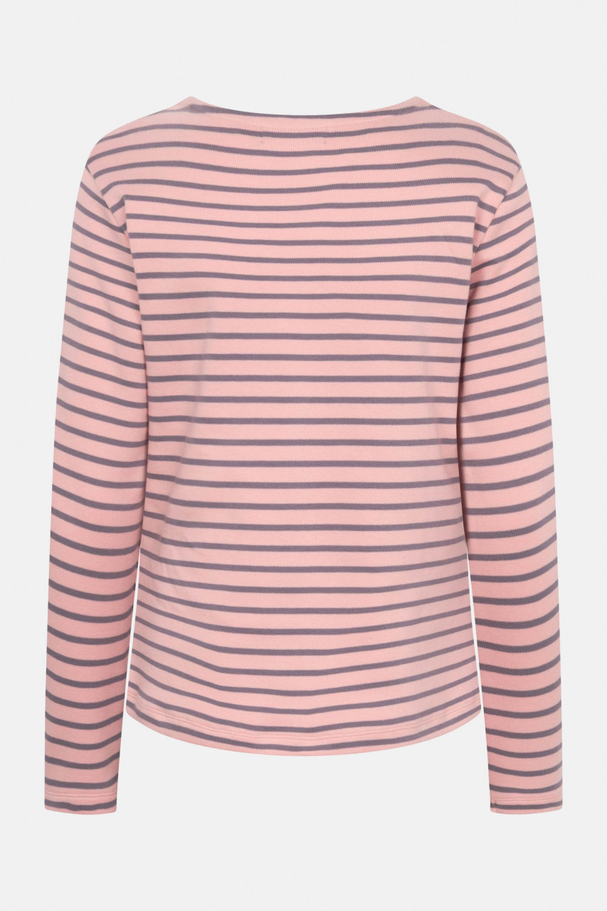 Derbe Streifenshirt Interstriped Damen Rosa Lila Grau Langarmshirt GOTS Organic