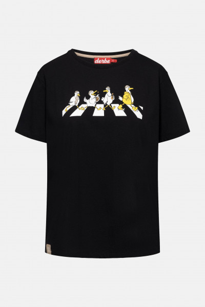 Derbe T-Shirt Abbeymöwen Damen Schwarz GOTS Organic