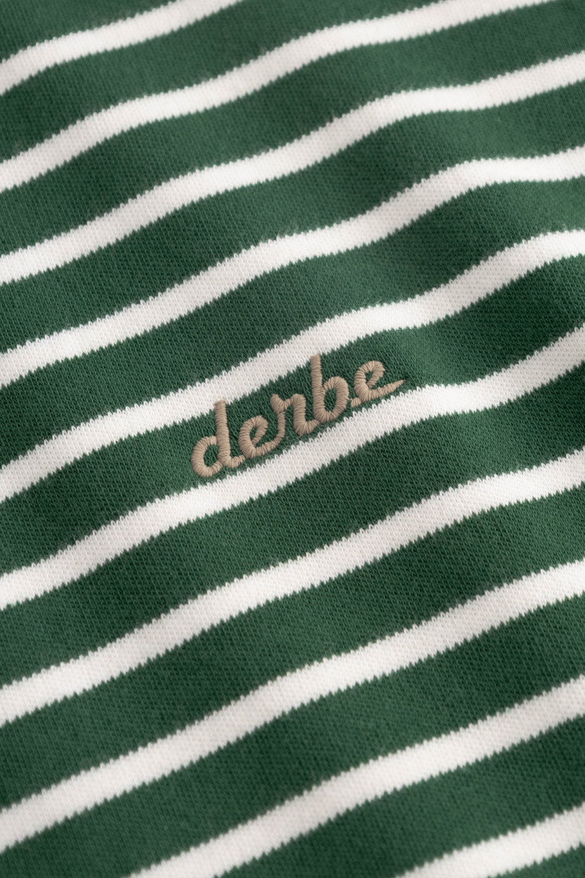 Derbe Streifenshirt Interstriped Herren Grün Weiß Langarmshirt GOTS Organic