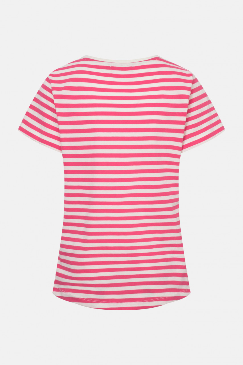 Derbe T-Shirt Sturmmöwin Striped Damen Weiß Pink GOTS Organic