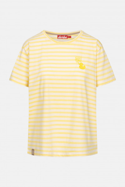 Derbe T-Shirt What The Duck Damen Gelb Streifenshirt GOTS Organic