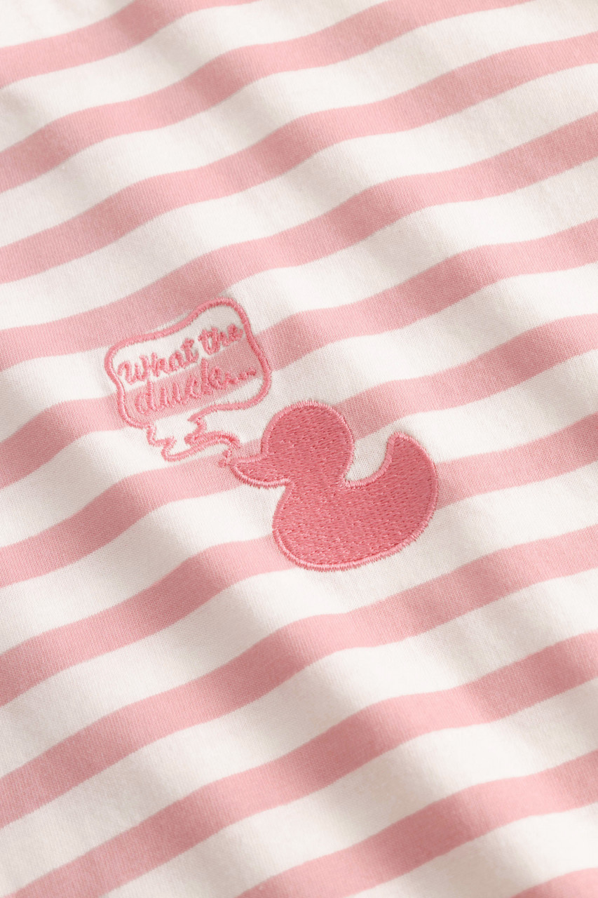 Derbe T-Shirt What The Duck Damen Rosa Streifenshirt GOTS Organic