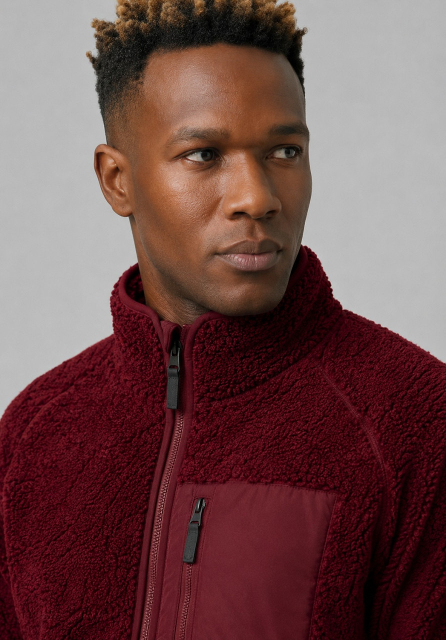 Derbe Herren Fleecejacke Kuschelby Pocket Rot Teddy