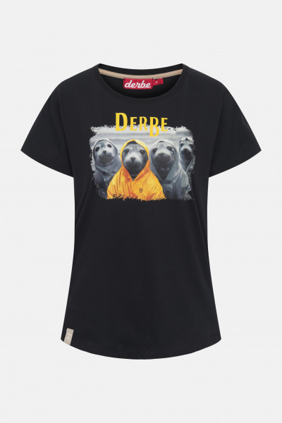 Derbe T-Shirt Robbentour Damen Schwarz