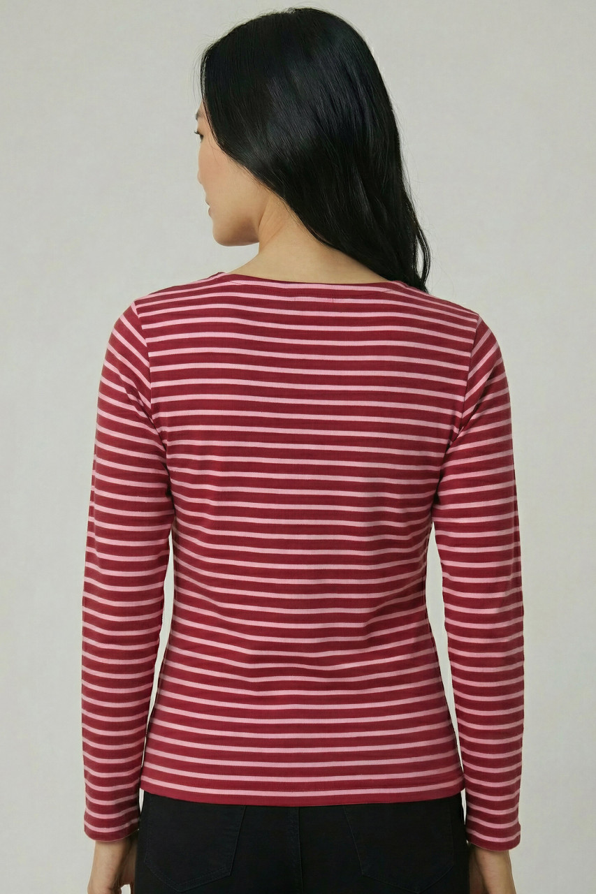 Derbe Streifenshirt Interstriped Damen Rot Rosa Langarmshirt GOTS Organic