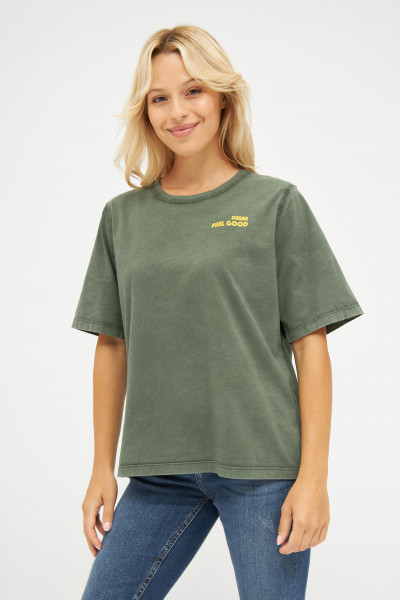 Derbe Robsmile Damen T-Shirt Grün Kombu Green Backprint Nachhaltig