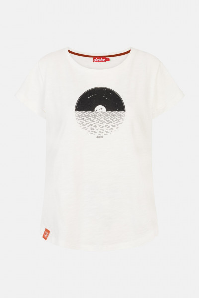 Derbe Plattenmeer Damen T-Shirt Weiß Schallplatte Wellen