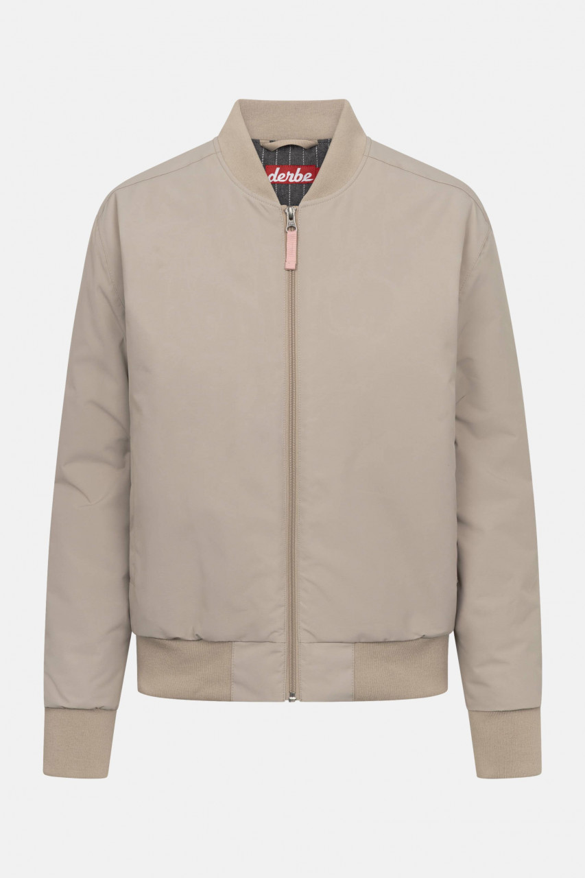 Derbe Übergangsjacke Blousholm Damen Beige Warm Gefüttert Blouson Nadelstreifen