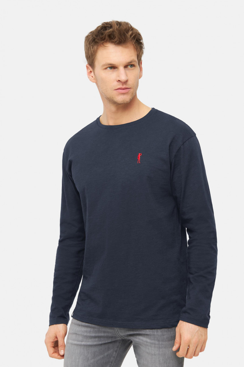 Derbe Kippes Herren Langarmshirt Dunkelblau Navy