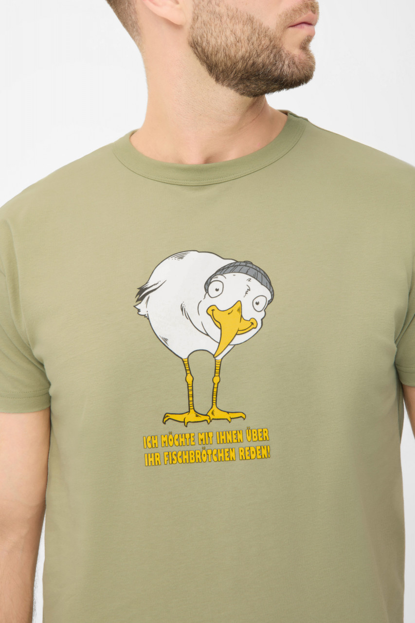 Derbe T-Shirt Brötchenmöwe Herren Hellgrün GOTS Organic