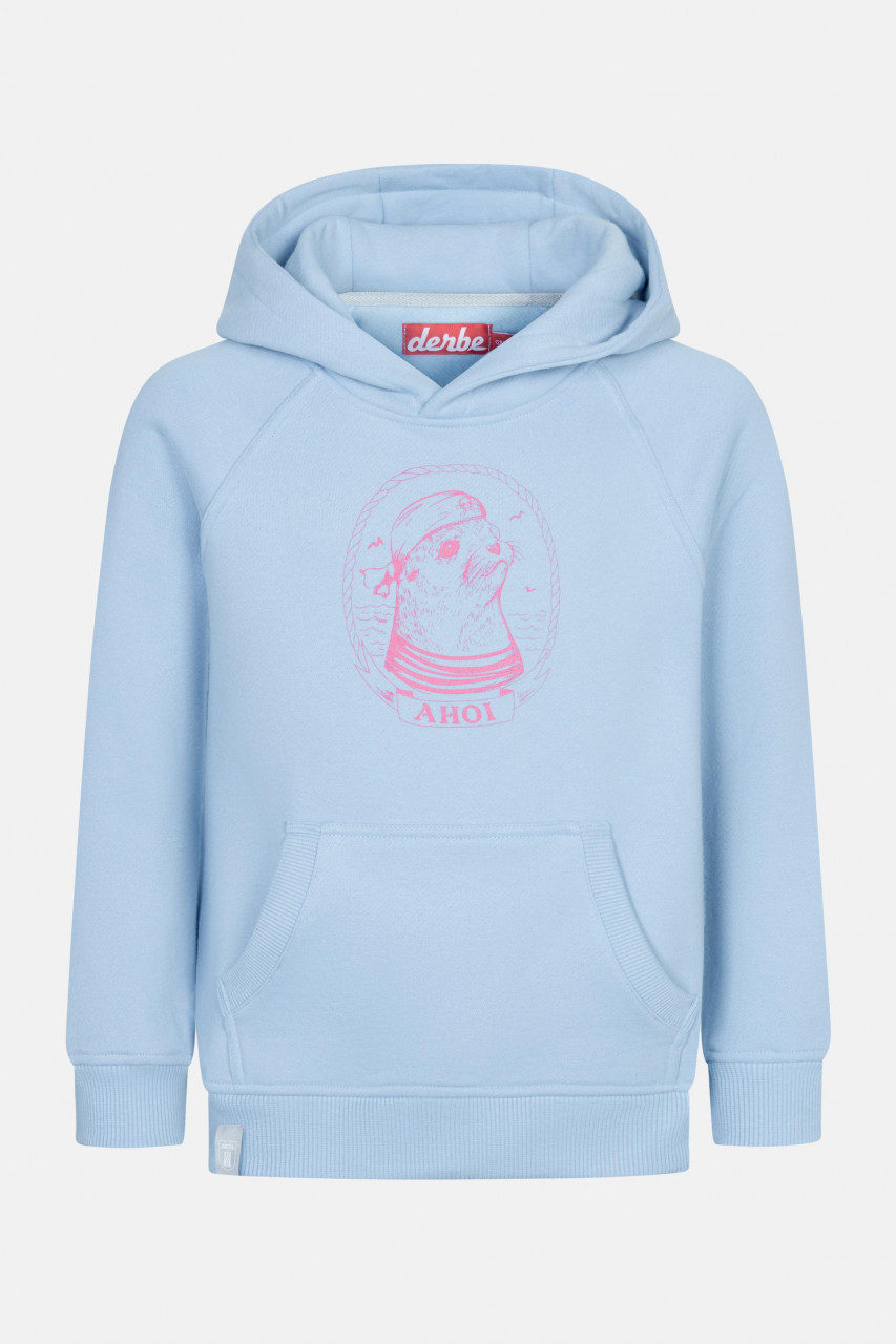 Derbe Matrosenrobbe Kinder Hoodie Kapuzenpullover Hell Blau Forget Me Not Nachhaltig